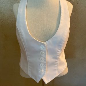 White fitted button down vest